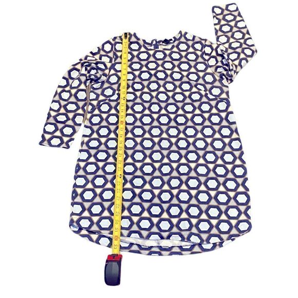 H&M Navy Blue long Sleeved Hexagon Cotton Casual Dress Women’s Size Large - Picture 4 of 8